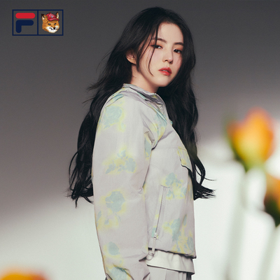 韩素希同款FILA斐乐女梭织上衣25夏新宽松连帽外套F11W529702F