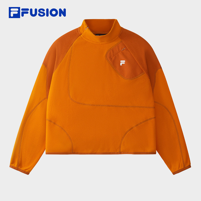FILA FUSION斐乐潮牌女子套头卫衣2025冬新款休闲上衣T11W541207F
