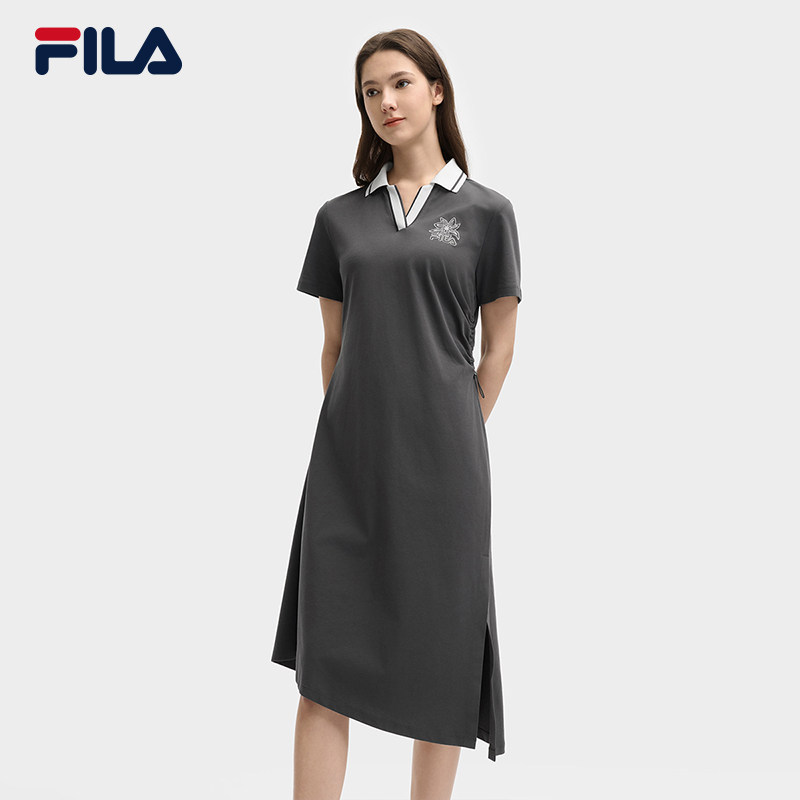 FILA 斐乐官方女子针织连衣裙2025夏季凉感裙子F11W528310H