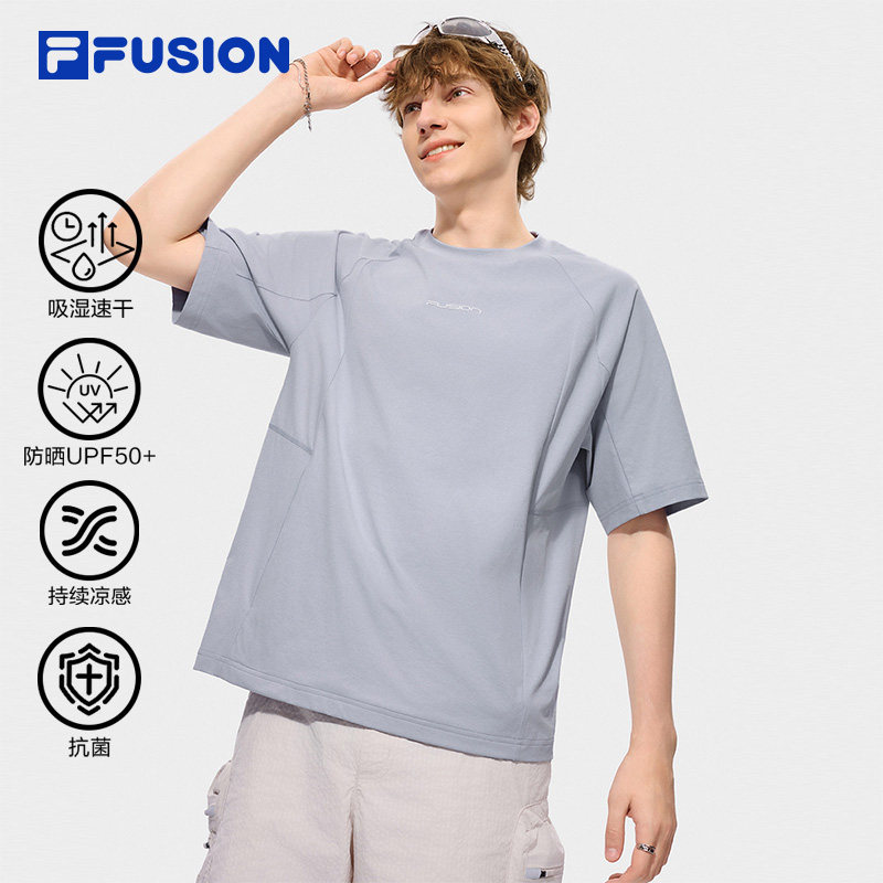 FILA FUSION 斐乐潮牌男子针织短袖衫2026秋季宽松T恤T11M631103A