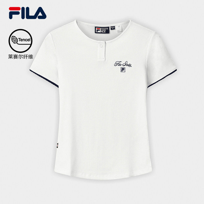 FILA 斐乐官方女子针织短袖衫2026秋修身T恤上衣F11W638108F