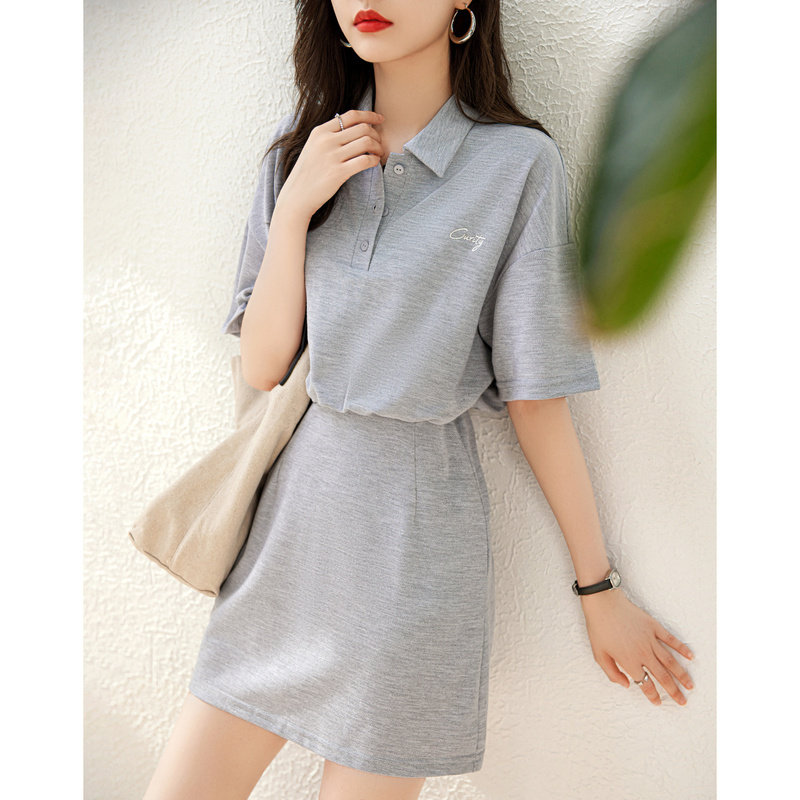 dme德玛纳翻领短袖收腰高腰包臀连衣裙女G537221440403