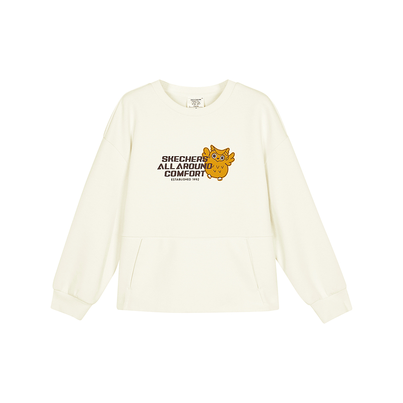 斯凯奇小童圆领针织简约套头卫衣P324G025