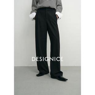迪赛尼斯2025年秋季通勤宽松垂感直筒西裤轻职场高腰休闲裤女