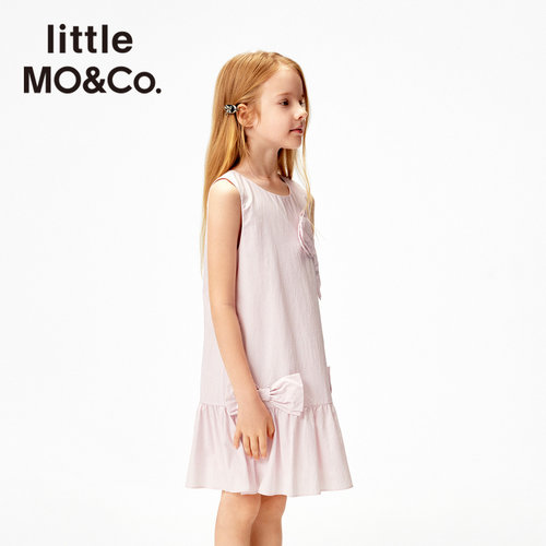 little moco童装 女童 蝴蝶结无袖连衣裙
