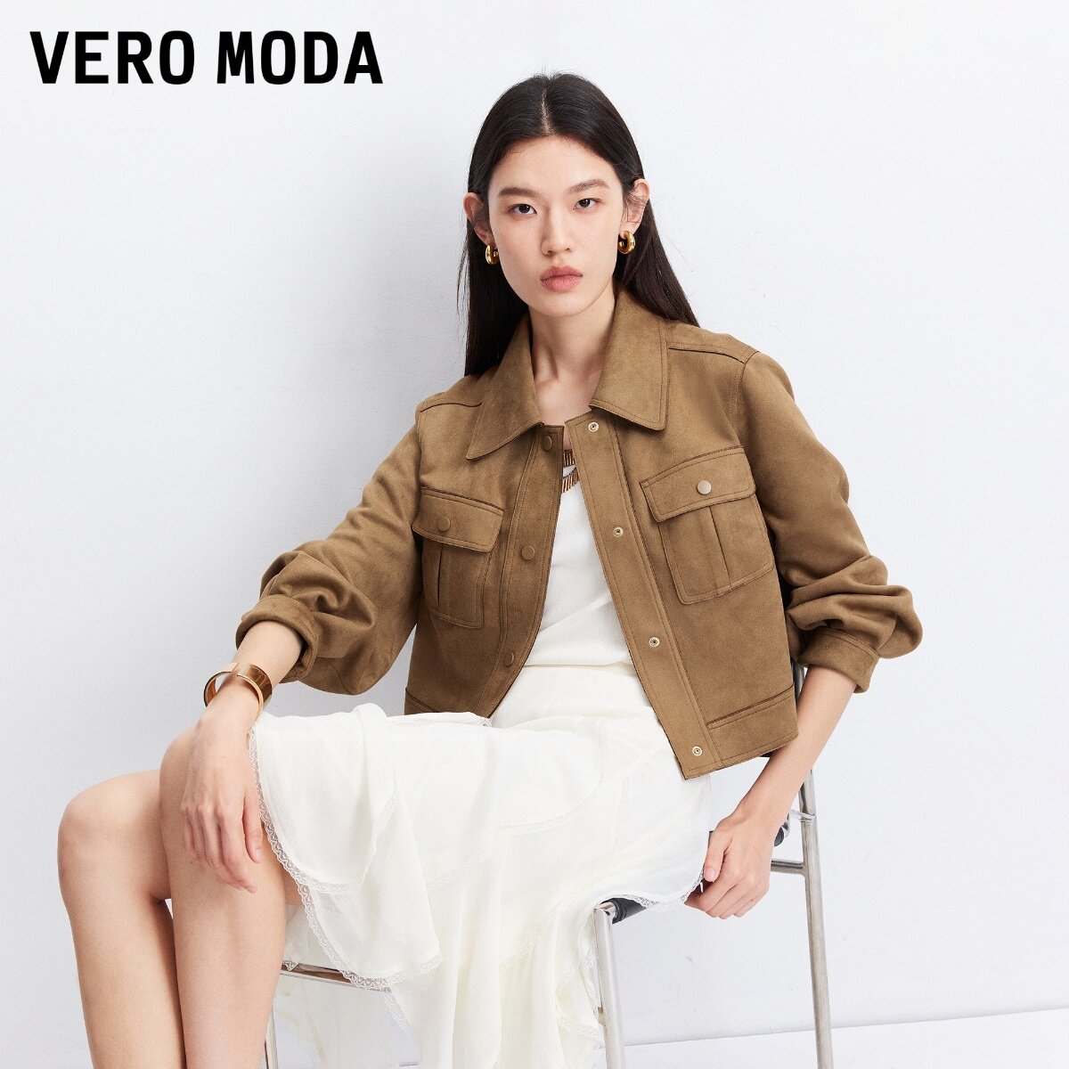 Vero Moda夹克女2026秋季新款翻领短款直筒简约外套326317008