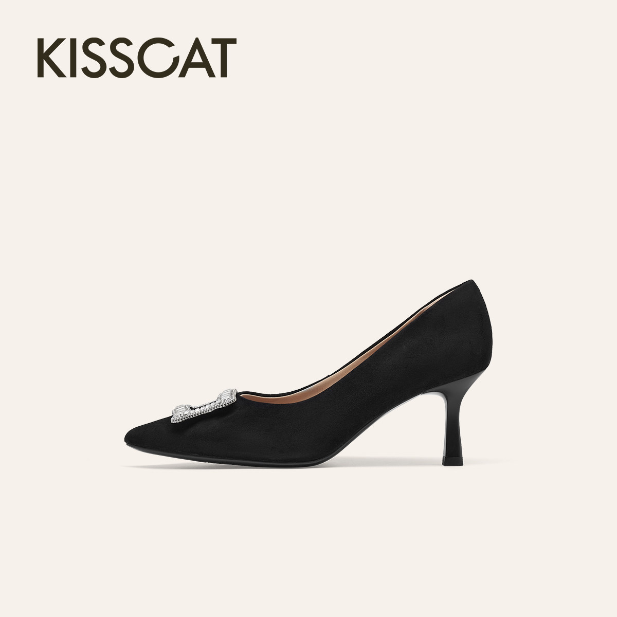KISSCAT接吻猫[银锭高跟鞋]26春通勤气质浅口单鞋女K76138A-14