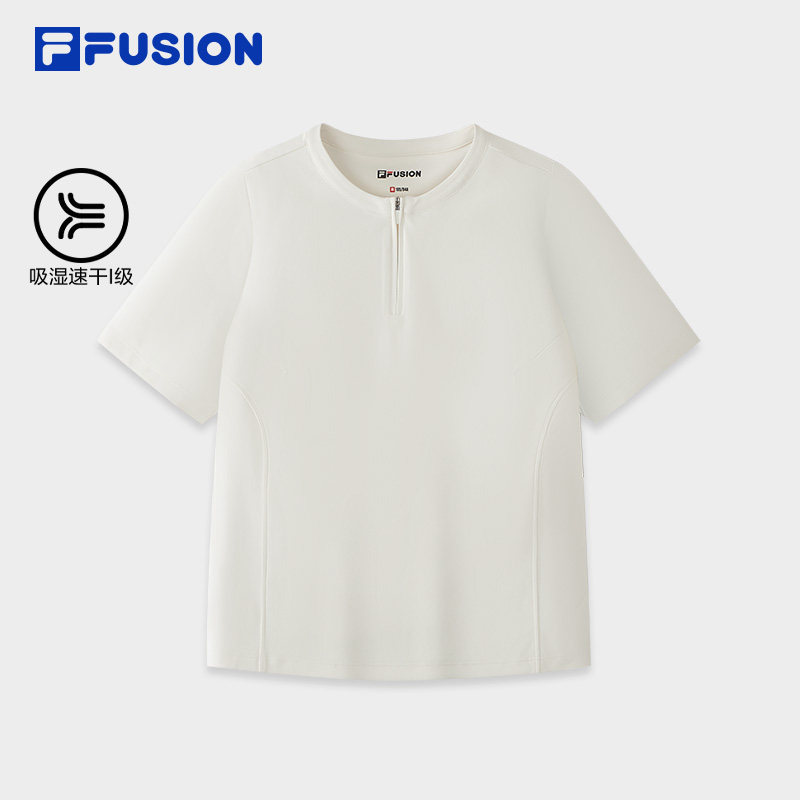 FILA FUSION斐乐潮牌女子针织上衣2026秋季半拉链T恤T11W631106F