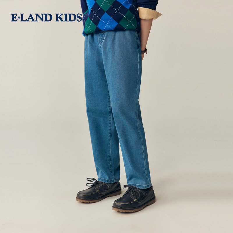 eland kids衣恋童装男童女童裤子2025年秋季刺绣牛仔裤EKTJF4T11A