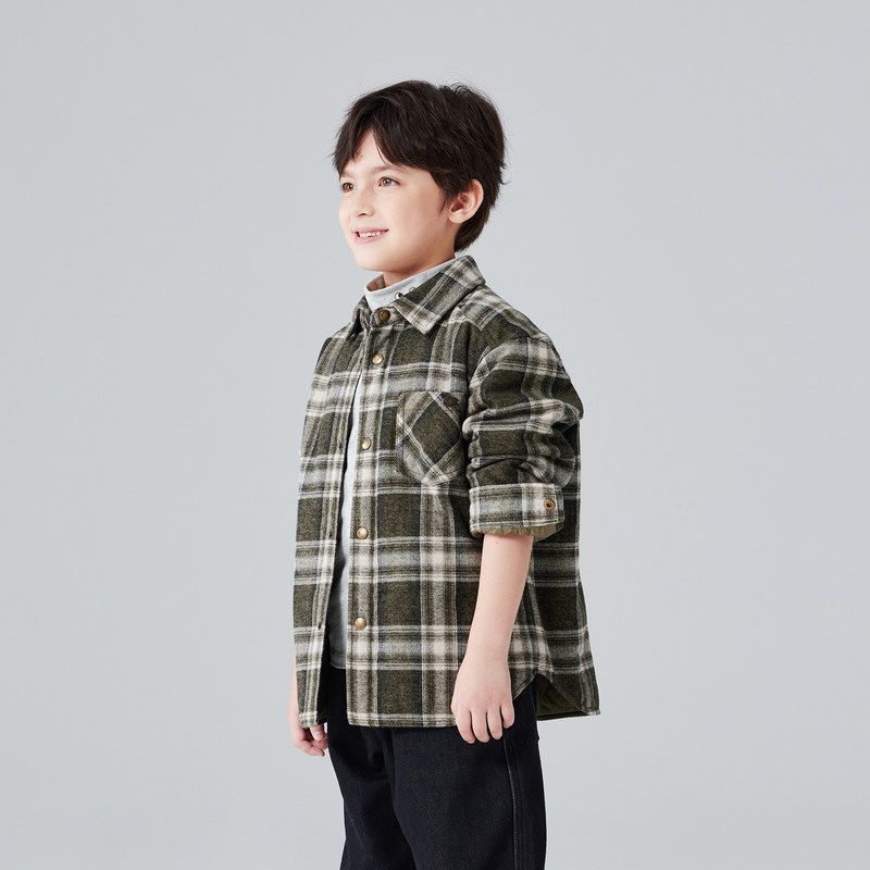 Mitti儿童衬衫式格纹复古风夹棉保暖外套男女童MW47402201