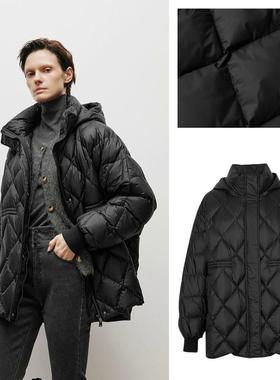 MM麦檬 时尚立领轻薄短款连帽可拆卸羽绒服女5EA180351