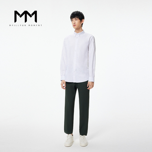 MM麦檬男装23年春棉质白色简约高级衬衫衬衣9E2220081
