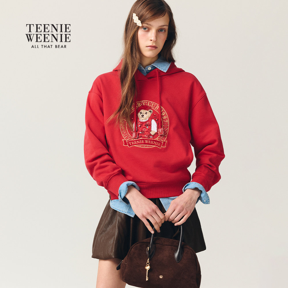 TeenieWeenie小熊女装卫衣26年春季休闲舒适国风大熊连帽上衣
