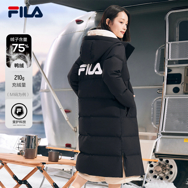 FILA 斐乐女子羽绒服秋冬加厚连帽拉链保暖外套女F61W549998A