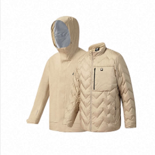 FILA 斐乐官方男羽绒两件套25冬新三合一保暖鹅绒外套A11M547908F