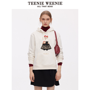 【云锦联名】TeenieWeenie小熊女装2025春季简约学院连帽卫衣