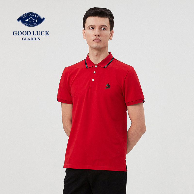 GOOD LUCK德鲨男士微弹棉混纺时尚休闲短袖T恤 FY03165