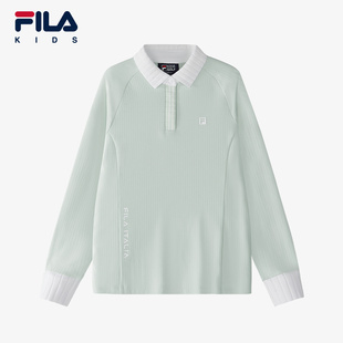 FILA斐乐童装长袖T恤2025年春季上衣女中大童POLO衫K12G513225