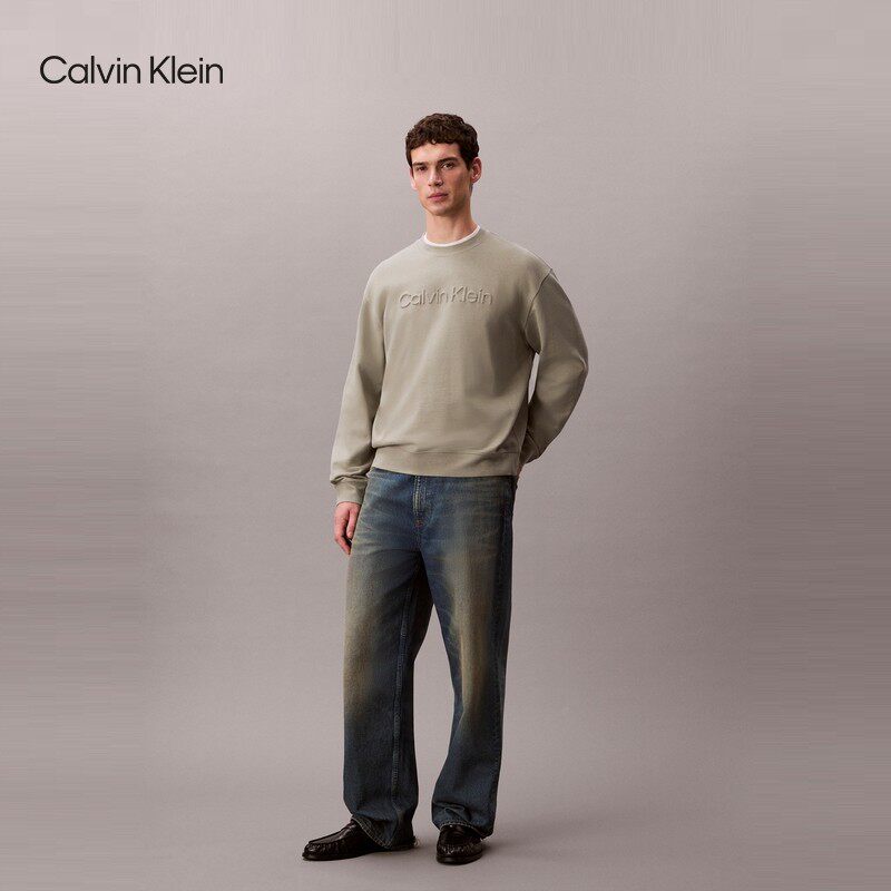 CK Jeans26春夏新男士美式休闲运动风纯色圆领针织卫衣4LF230G