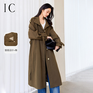 立领落肩廓形高级感风衣2025纯色设计休闲通勤气质女上衣