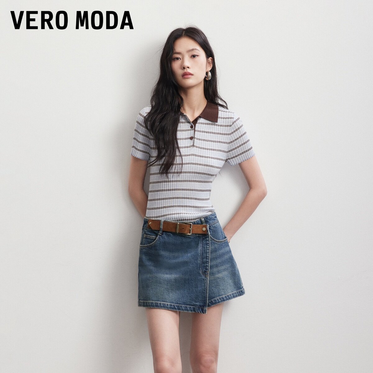 Vero Moda半身裙2026秋季新款腰带水洗牛仔裙裤326337007