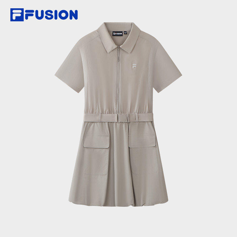FILA FUSIONFila潮牌女子梭织洋装2026夏收腰裙子T11W621305F