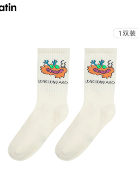 马拉丁童装儿童袜子24年春男大童趣味提花中筒袜11415W204S