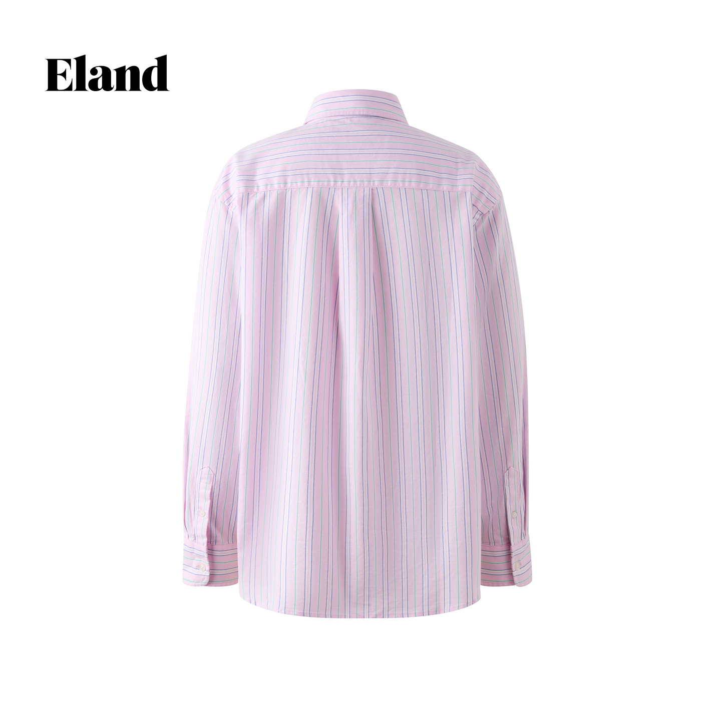 Eland衬衫女翻领撞色条纹上衣