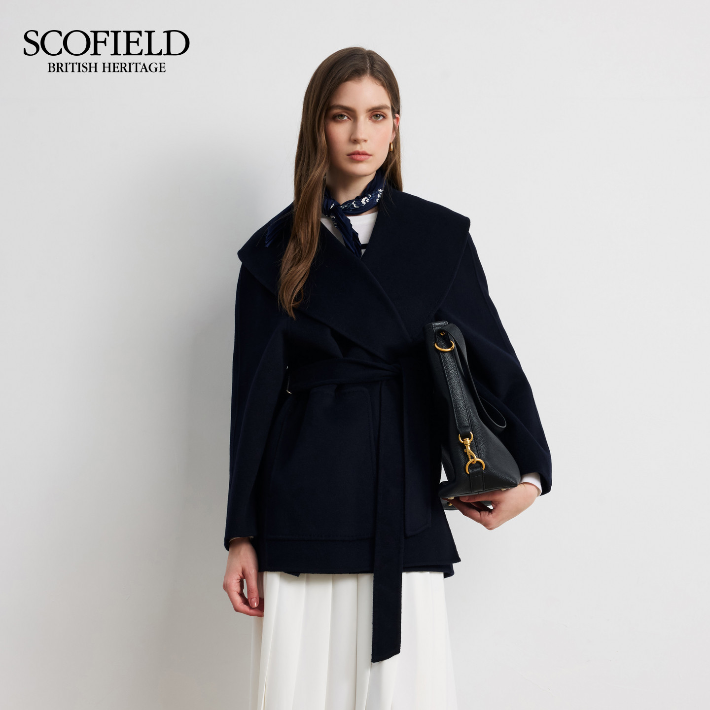 Scofield女装优雅双面呢浴袍款大衣