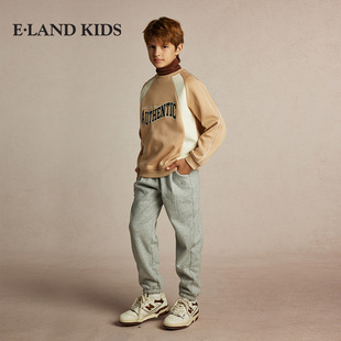 【加绒】eland kids男童女童卫裤秋冬季学院风束脚裤子EKTME4V11A