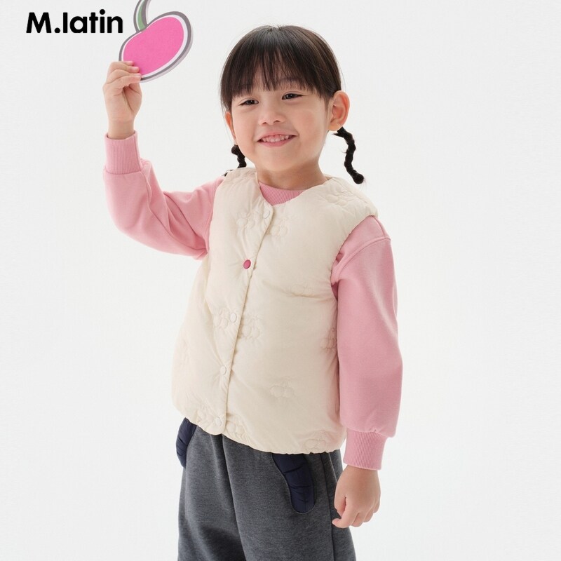 马拉丁童装羽绒服24冬女小童透花轻量羽绒马甲224914506L