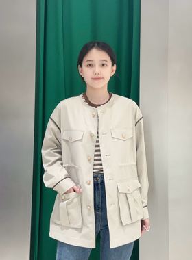 VIZA VIZA 秋季通勤宽松休闲收腰圆领长袖短外套女V24329Y05076