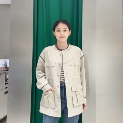 VIZA VIZA 秋季通勤宽松休闲收腰圆领长袖短外套女V24329Y05076