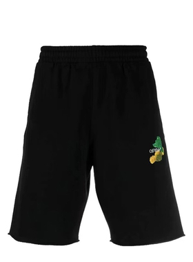OFF WHITE 字母图案印花毛边短裤宽松版型 OMCI006S23FLE0021084