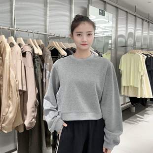 JNBY 圆领截短卫衣女细闪5O9414220 江南布衣24秋新品