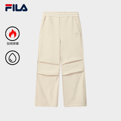 FILA 斐乐官方女士针织长裤2025冬季新加绒宽松直筒裤F11W549606F