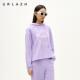 URLAZH有兰2024秋季 香芋紫宽松印花加绒连帽卫衣女SN4SW14