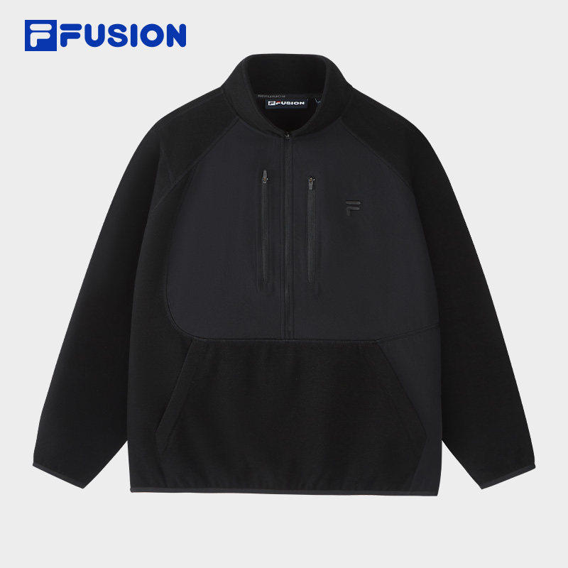 FILA FUSION斐乐潮牌男子套头卫衣2026春拼接针织上衣T11M611204F