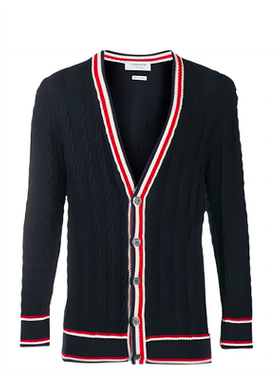 THOM BROWNE/汤姆布朗男士针织衫 休闲条纹V领开衫 MKC326A-Y3017