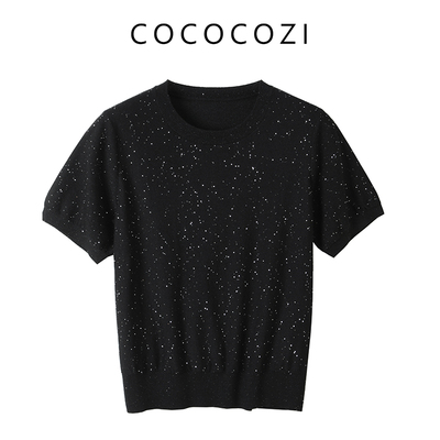 COCOCOZI春季短袖亮片针织衫内搭时尚女251CO505M