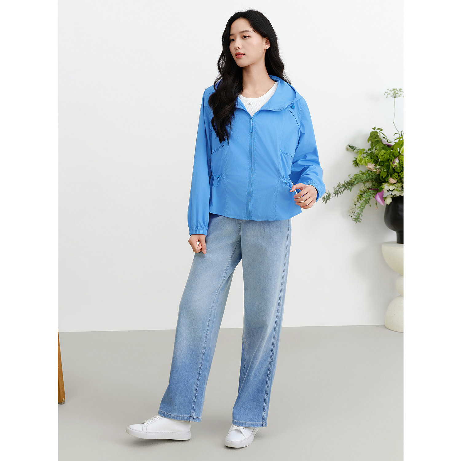 JUZUI玖姿简约休闲连帽外套女JWFX40525