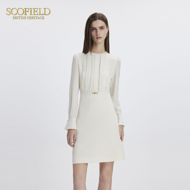 Scofield女装浪漫优雅荷叶边收腰 连衣裙