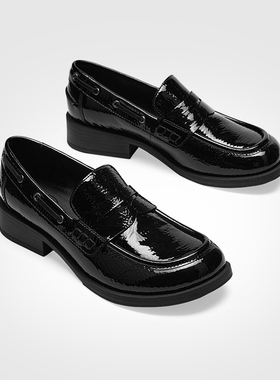 ASH女鞋秋季RUSTY中跟乐福鞋女粗跟一脚蹬英伦风单鞋AP134L40004