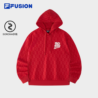 FILA FUSION斐乐潮牌女子连帽卫衣2025春格子针织上衣T11W512202F