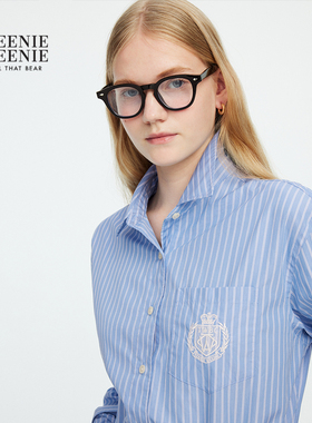 TeenieWeenie小熊女装衬气质通勤简约条纹长袖衬衣TTYS253803W