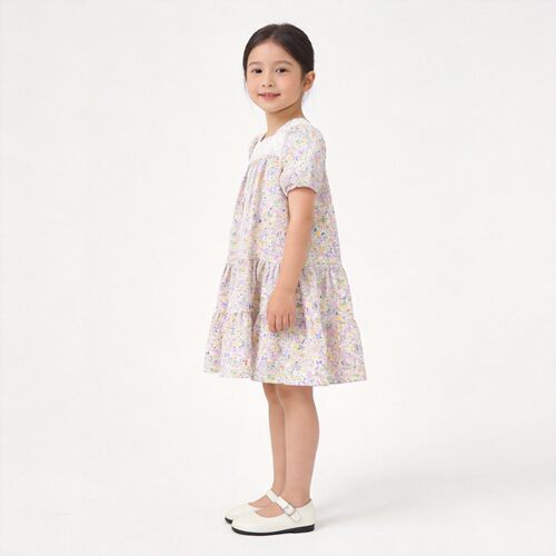 pawinpaw儿童小碎花裙子夏季女宝宝复古镂空蕾丝领PCOWG2422M