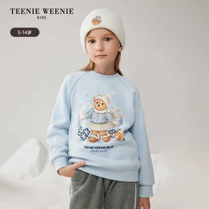TeenieWeenie Kids小熊童装24秋冬女童加绒圆领卫衣TKMW244V51K