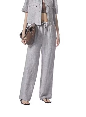 MOFAN老钱风亚麻阔腿裤子MBK561024