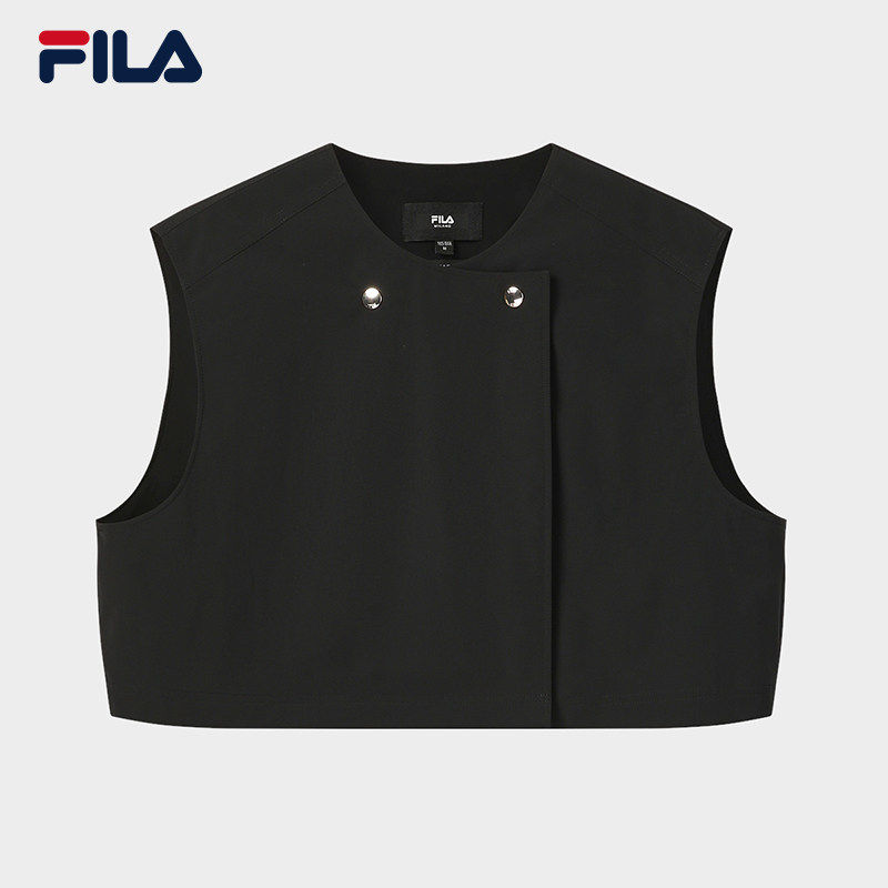 FILA 斐乐女士梭织马甲2026春休闲设计感宽松无袖上衣F11W615713F