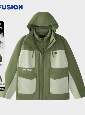 FILA FUSION斐乐潮牌梭织上衣两件套男2024冬外套T11M441904B